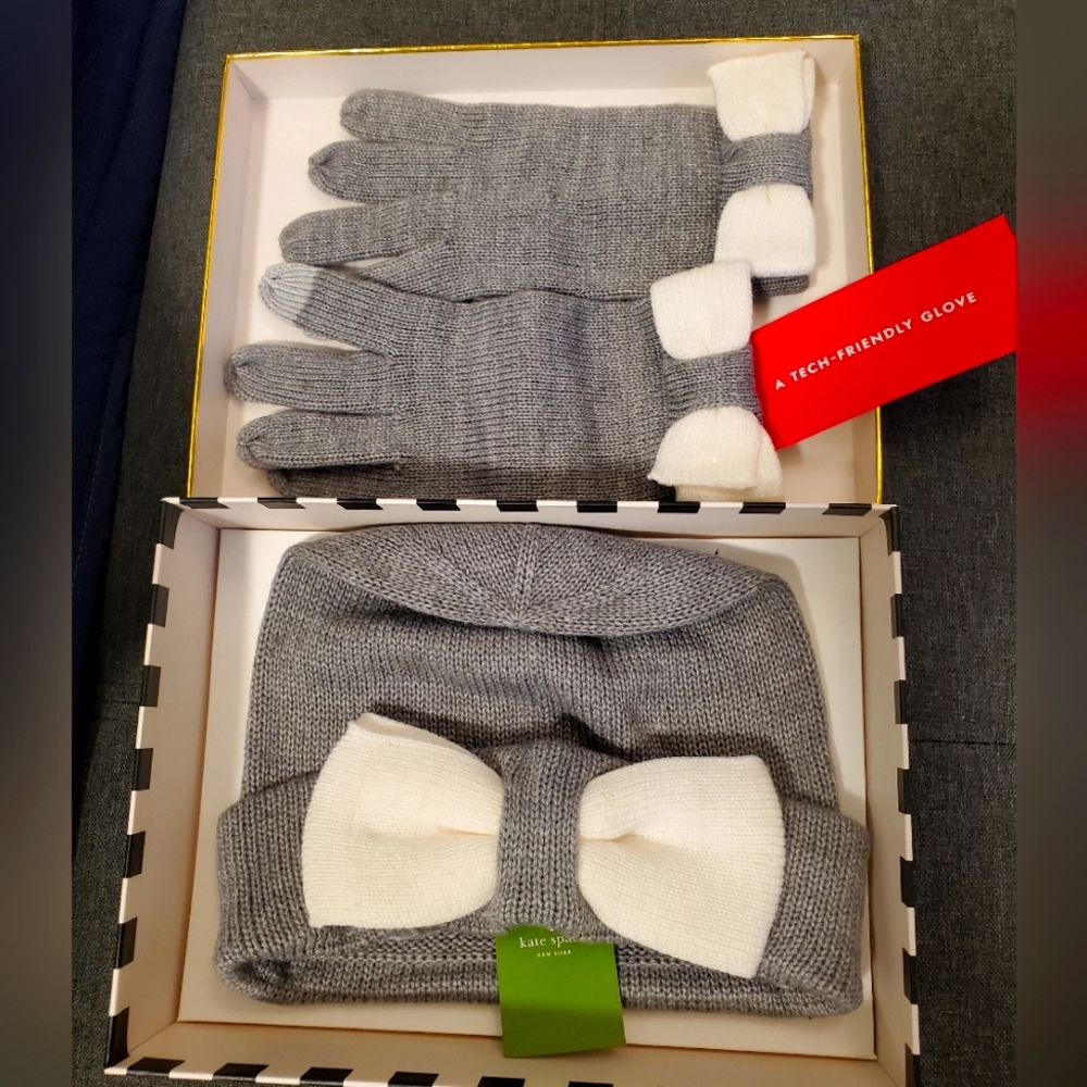 Kate spade beanie and gloves in gift box